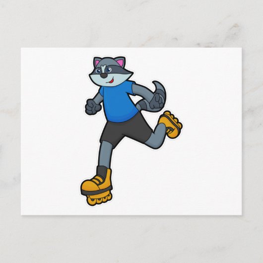 Wasbeer als skater met inline skates briefkaart (Voorkant)
