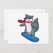Wasbeer als snowboarder met snowboard en sjaal briefkaart (Voorkant / Achterkant)