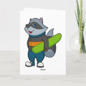 Wasbeer als snowboarder met snowboard kaart (Achterkant)