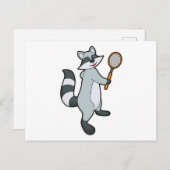 Wasbeer als tennisser met tennisracket briefkaart (Voorkant / Achterkant)