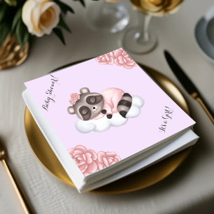 Wasbeer Animal Girl Baby shower Lavendel Servet