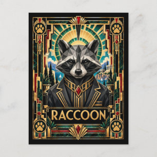 Wasbeer, Art Deco Wildlife Briefkaart