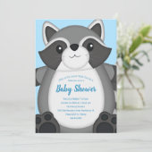 Wasbeer Baby Shower Blauw Kaart (Staand voorkant)