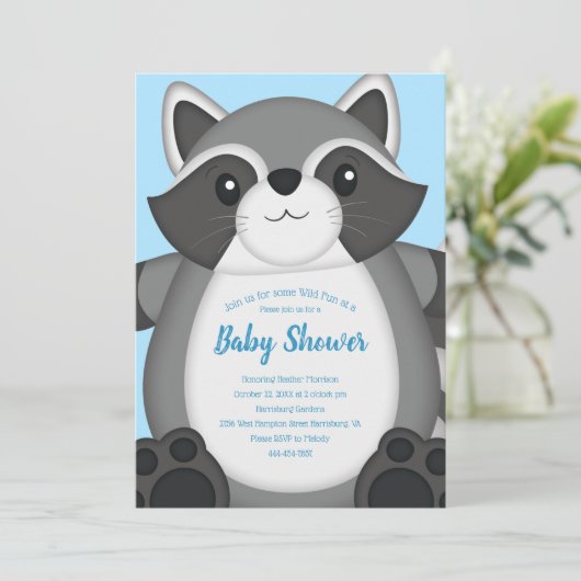 Wasbeer Baby Shower Blauw Kaart (Staand voorkant)