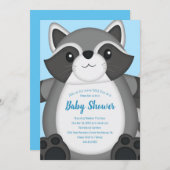 Wasbeer Baby Shower Blauw Kaart (Voorkant / Achterkant)