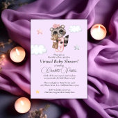 Wasbeer Baby Shower Lavendel Virtueel Kaart