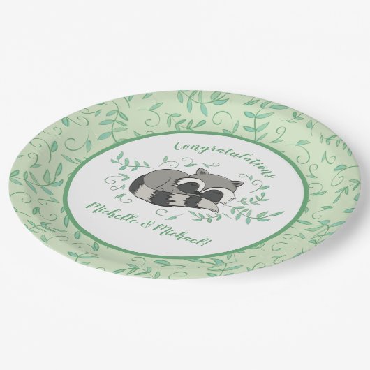 wasbeer Baby shower Papieren Bordje (Gekanteld)