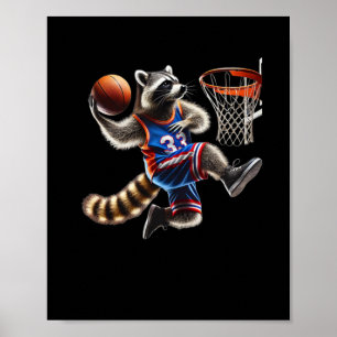 Wasbeer Basketbal Dunk Kunst - Leuke Sport Dier Il Poster