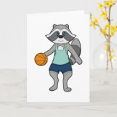 Wasbeer Basketbalspeler Basketbal Kaart (Gele Bloem)