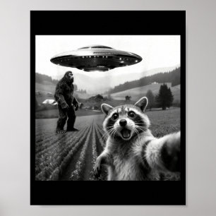 Wasbeer Bigfoot Selfie Ufo Grappige Wasbeer Alien  Poster