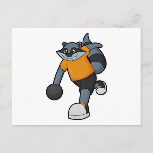 Wasbeer bij bowlen met bowlingbal briefkaart (Voorkant)