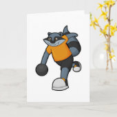 Wasbeer bij bowlen met bowlingbal kaart (Gele Bloem)