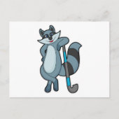 Wasbeer bij hockey met hockeystick briefkaart