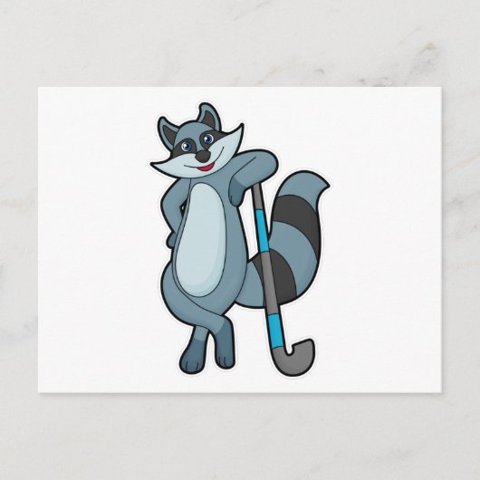 Wasbeer bij hockey met hockeystick briefkaart (Voorkant)