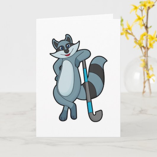 Wasbeer bij hockey met hockeystick kaart (Gele Bloem)