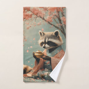 Wasbeer Boeddha: Vredige thee onder de kersenboom Handdoek