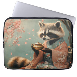 Wasbeer Boeddha: Vredige thee onder de kersenboom Laptop Sleeve