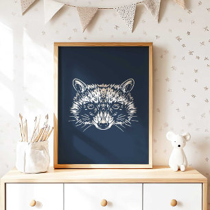 Wasbeer   Bosdier Wasbeer Muurprint Poster