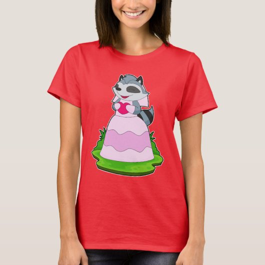 Wasbeer Bruid Hart Trouwen T-shirt (Voorkant)