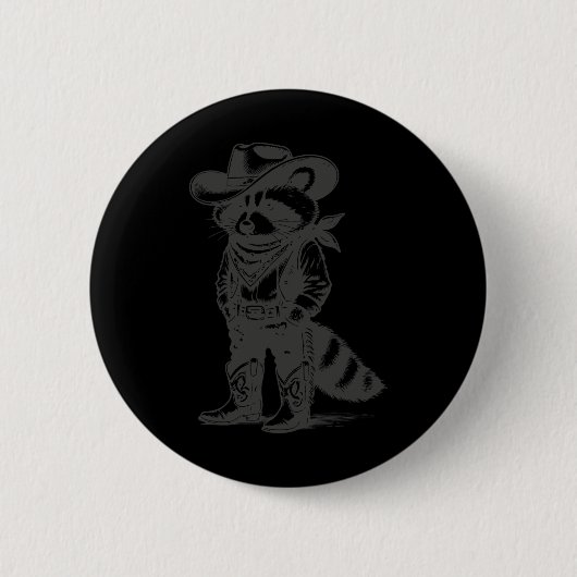  Wasbeer Cowboy Cowgirl Trash Panda Western Ronde Button 5,7 Cm (Voorkant)