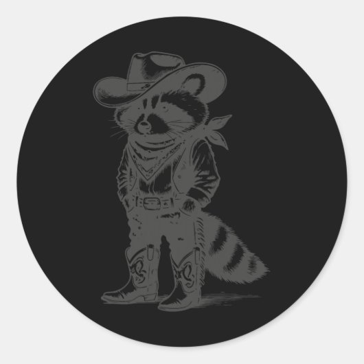 Wasbeer Cowboy Cowgirl Trash Panda Western Ronde Sticker (Voorkant)