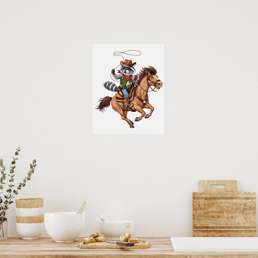 Wasbeer Cowboy Rodeo Poster (Keuken)