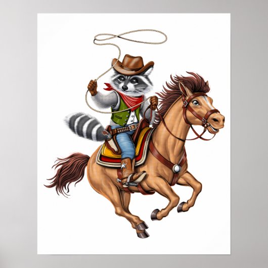 Wasbeer Cowboy Rodeo Poster (Voorkant)