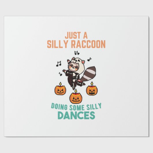 Wasbeer Dansende Halloween Pompoen Feest Cadeaupapier (Vlak)