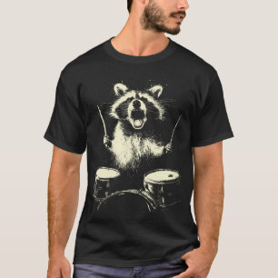 Wasbeer die drums speelt, grappige muziek dier t-shirt