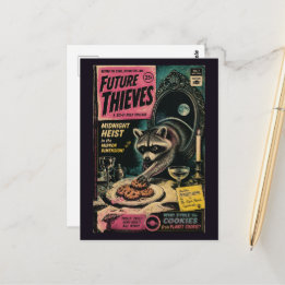 Wasbeer die koekjes steelt nep vintage boekcover briefkaart