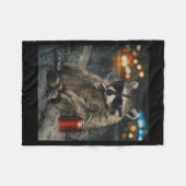 Wasbeer die sigaret rookt grappig dier meme fleece deken (Voorkant (Horizontaal))