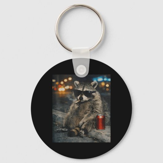 Wasbeer die sigaret rookt grappig dier meme sleutelhanger (Voorkant)