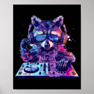Wasbeer Dj Edm Techno House Muziek Grappig Dier Li Poster