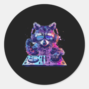 Wasbeer Dj Edm Techno House Muziek Grappig Dier Li Ronde Sticker