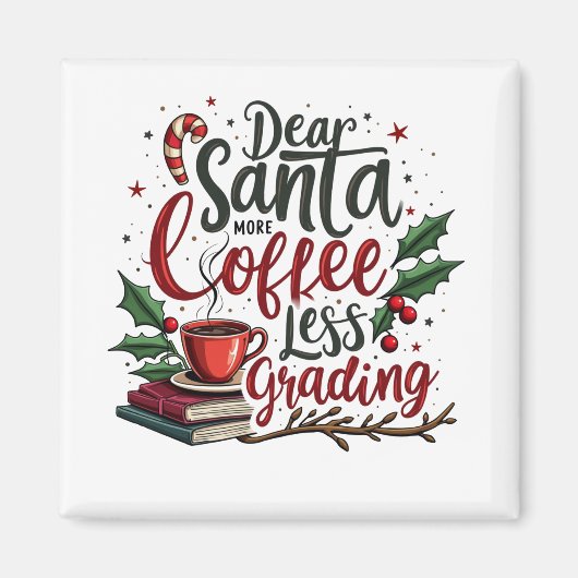 Wasbeer draagt kerstmuts en kerst magneet (Voorkant)