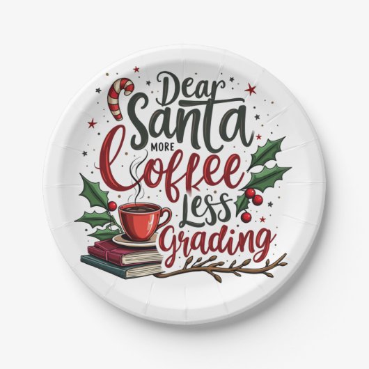 Wasbeer draagt kerstmuts en kerst papieren bordje (Voorkant)