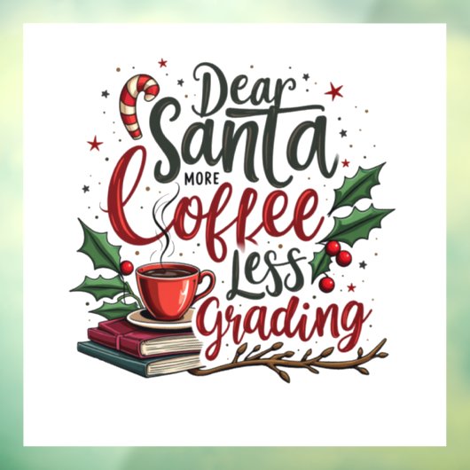 Wasbeer draagt kerstmuts en kerst raamsticker (Vel 3)