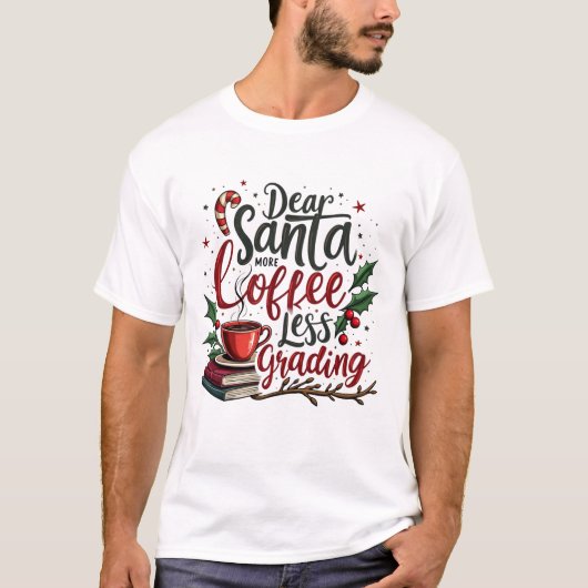 Wasbeer draagt kerstmuts en kerst t-shirt (Voorkant)