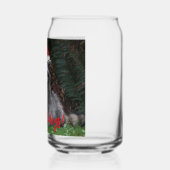 Wasbeer draagt rode kerstmuts vakantie blikvorm glas (Links)