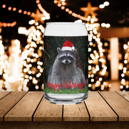 Wasbeer draagt rode kerstmuts vakantie blikvorm glas