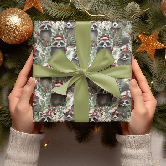 Wasbeer dragen Pet omringd door Planten kerst Cadeaupapier