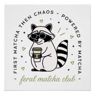 Wasbeer drink matcha club grappig kawaii dier perfect poster