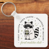Wasbeer drink matcha club grappig kawaii dier sleutelhanger (Voorkant)