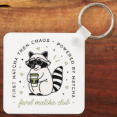 Wasbeer drink matcha club grappig kawaii dier sleutelhanger (Achterkant)