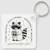Wasbeer drink matcha club grappig kawaii dier sleutelhanger (Achterkant)