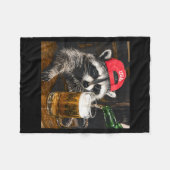 Wasbeer Drinkt Bier Grappige Meme Mannen Vrouwen Fleece Deken (Voorkant (Horizontaal))
