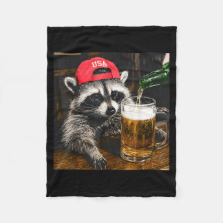 Wasbeer Drinkt Bier Grappige Meme Mannen Vrouwen Fleece Deken