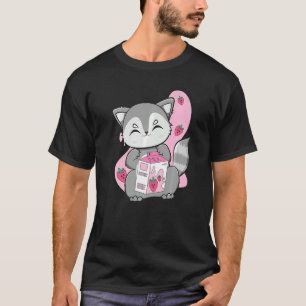 Wasbeer drinkt Bubble Tea en Boba met Aardbei T-shirt