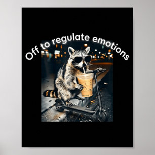 Wasbeer drinkt ijskoude koffie grappig bezig om zi poster
