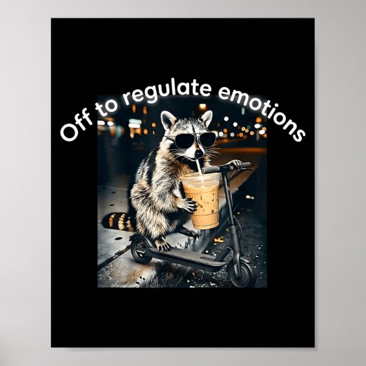 Wasbeer drinkt ijskoude koffie grappig bezig om zi poster (Voorkant)